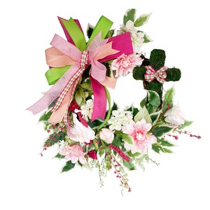 Easter wreath, spring front door wreath, religious Easter wreath, Spring wreath with cross, Easter decor, cross wreath, happy Easter wreath