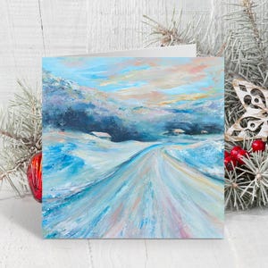 Cartões de felicitações, Pacote de 10, Cartão de Natal, Cartão de Arte, Inverno, Montanhas, Paisagem, Cabana, Noruega, Nórdico, Escandinavo, esqui cross country