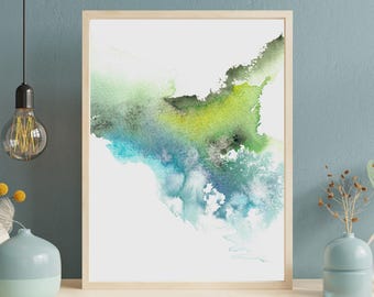 Art Print, wall art, poster, unframed print, abstract watercolour, contemporary abstract painting, landscape, Norway nature inspired organic