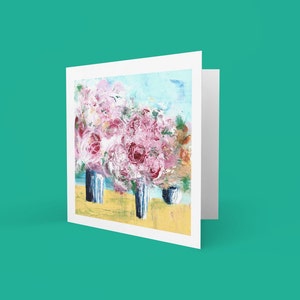 Kunst Grußkarten mit originaler Kunstwerk, 10er Pack, Grußkarten, Muttertag, Dankeskarten zum Geburtstag, gefaltet, posie, Rosen, rosa