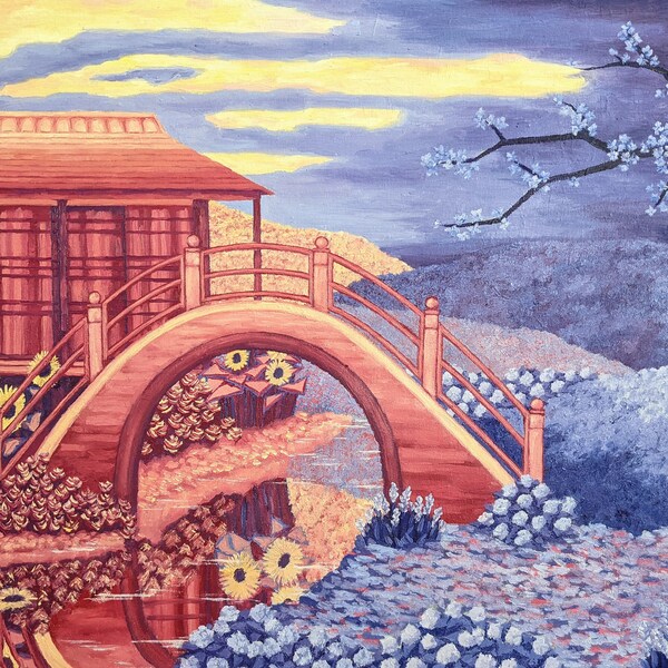 Japanese Oil Pastel Painting Etsy