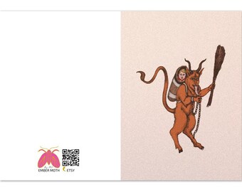 Pack of 10 Folded Cards with white envelopes - Merry Krampus
