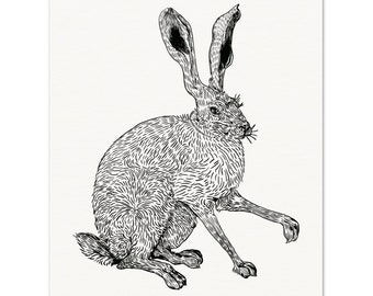 Archival Matte Paper Print - Rabbit in Black And White