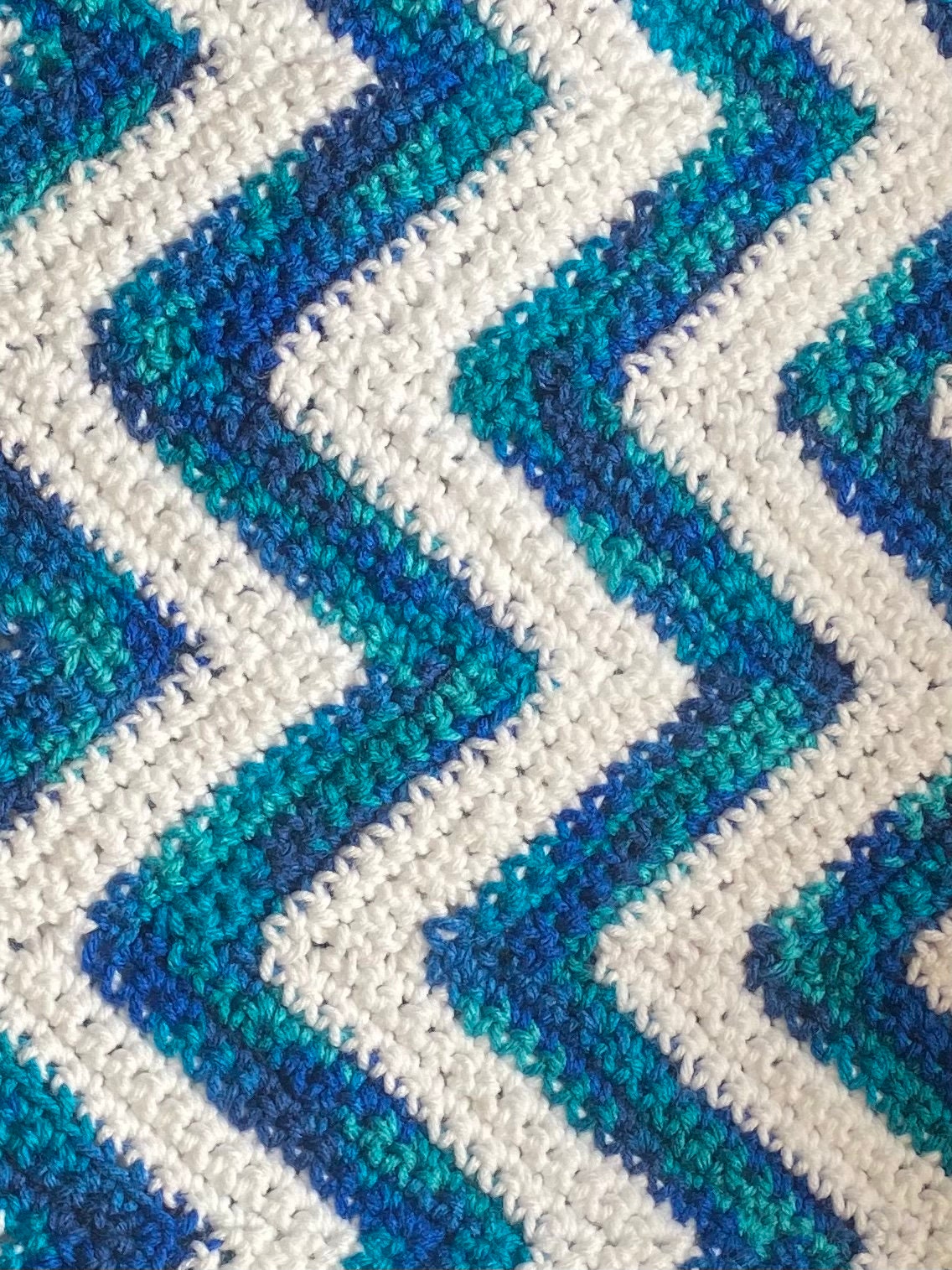 Teal and white chevron handmade throw Etsy