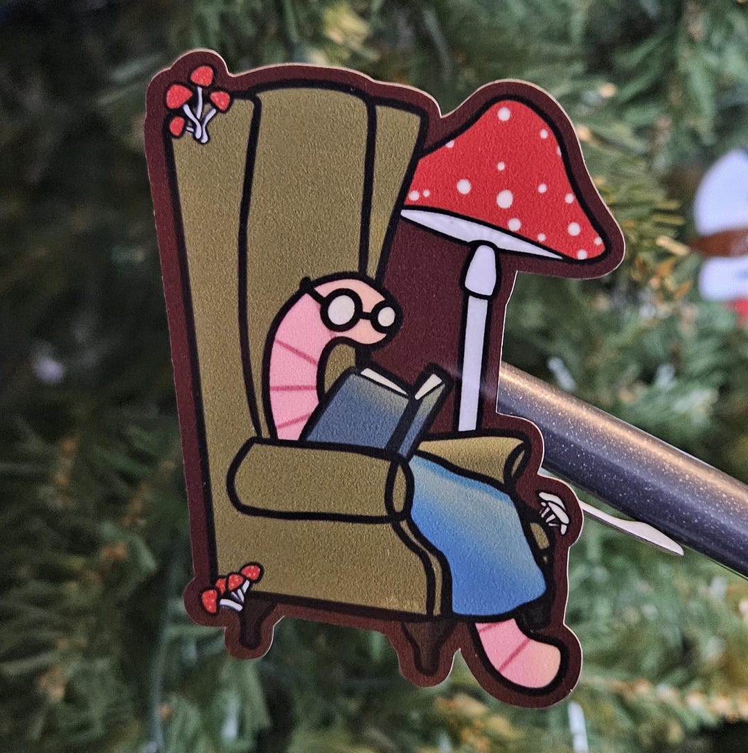 Bookworm Vinyl Sticker Decal - Etsy