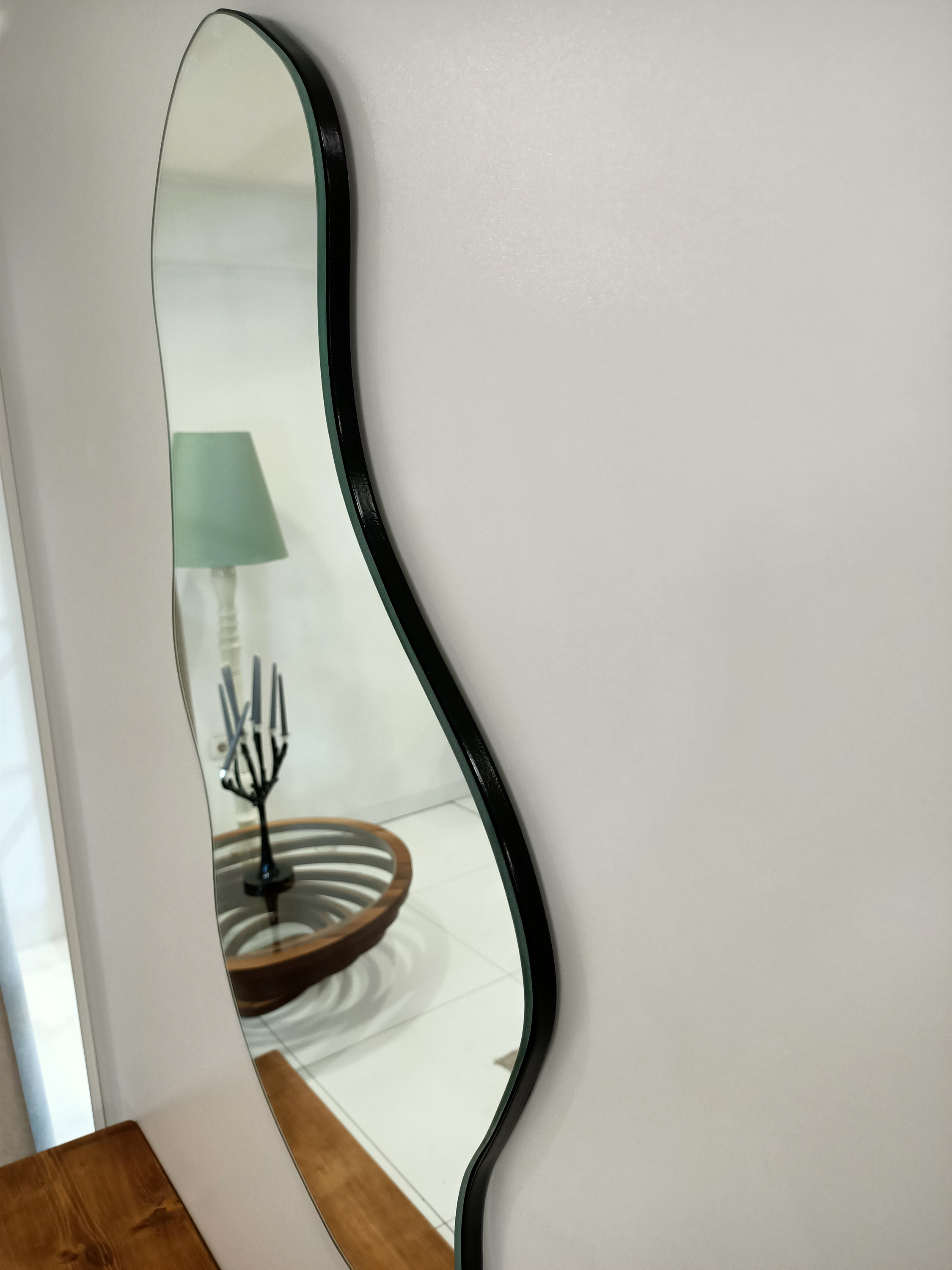 Irregular Pond Mirror Asymmetrical Wavy Wood Mirror Etsy