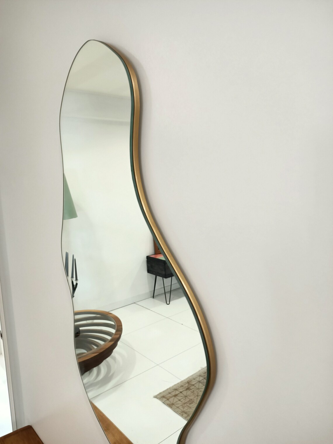 Irregular Pond Mirror Asymmetrical Wavy Wood Mirror Etsy