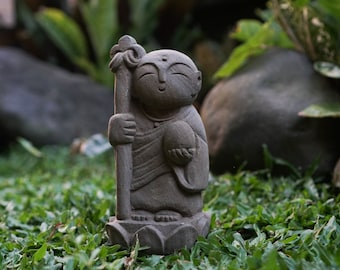 地蔵石像 7インチ / 18 cm、日本の地蔵、石の彫刻、ホーム