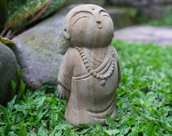 Escultura de Jizo de 20 cm, piedra de Jizo, estatua de Jizo, estatua de piedra, hecha a mano, tallada a mano, adorno, inauguración de la casa, día del padre