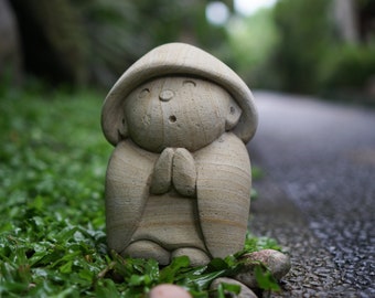 Stone Jizo Sculpture 7.8" inch - 20 Cm, Jizo Statue, Stone Statue, Japanese Jizo, Buddha Jizo, Guardian Jizo, Buddha, Garden Decor, Outdoor