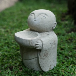 Stone Buddha Jizo Sculpture 7.8" inch - 20 Cm, Jizo Statue, Guardian Jizo, Stone Carving, Hand Carved, Handmade, Handicraft, Garden Decor