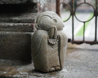 Stone Jizo Statue 7.8" inch - 20 Cm, Jizo Statue, Guardian Jizo, Buddha Jizo, Stone Carving, Handmade, Hand Carved, Home Decor, Garden Decor