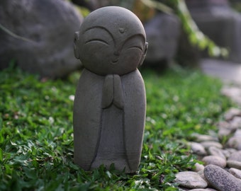 Escultura Jizo, Jizo japonés, Estatua de piedra, Hecho a mano, Talla de piedra, Tallado a mano, Adorno, Calentamiento de la casa, Decoración del hogar, Decoración del jardín