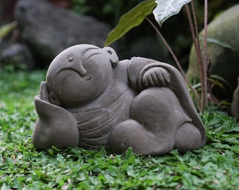 Buda durmiente Jizo, estatua de Jizo, estatua de piedra, hecha a mano, tallada a mano, talla de piedra, adorno, inauguración de la casa, decoración del hogar, regalos