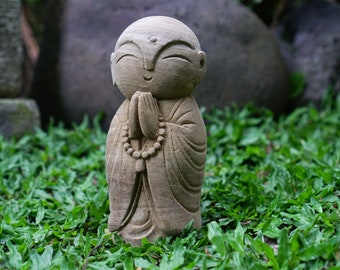 Escultura Jizo 7.8"pulgadas/20 cm, Piedra Jizo, Estatua de Jizo, Estatua de Piedra, Hecha a mano, Tallada a mano, Adorno, Bienvenida, Día del Padre