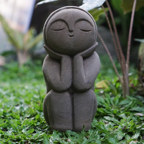 Stone Jizo Sculpture 7.8" inch - 20 cm, Japanese Jizo, Stone Statue, Handmade, Hand Carved, Garden Decor, Home Decor, Gifts