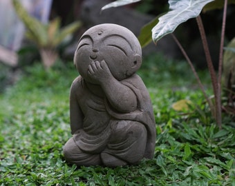 Stone Jizo Sculpture 7.8" inch - 20 cm, Buddha Jizo, Japanese Jizo, Stone Statue, Japanese Garden, Garden Decor, Outdoor, Home Decor, Gifts