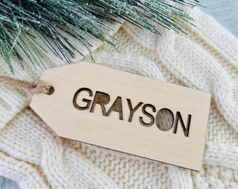 Personalized Stocking Name Tags, Wooden Christmas Stocking Family Name Tags, Present Gift Tags, Minimalist Family Stocking Name Tags 2025