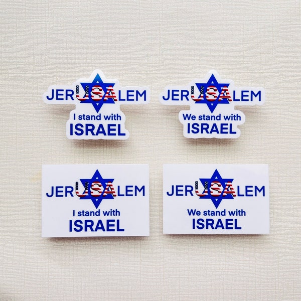 We Stand With Israel Waterproof Vinyl Sticker, I Stand With Israel Sticker, Support Israel Sticker, Israel Flag, Star of David, Laptop Decal