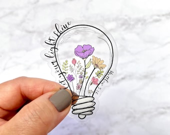 Let Your Light Shine CLEAR Vinyl Sticker, Laptop Sticker, Water Bottle Sticker, Best Friend Gift, Bible Journal Sticker, Matthew 5:16