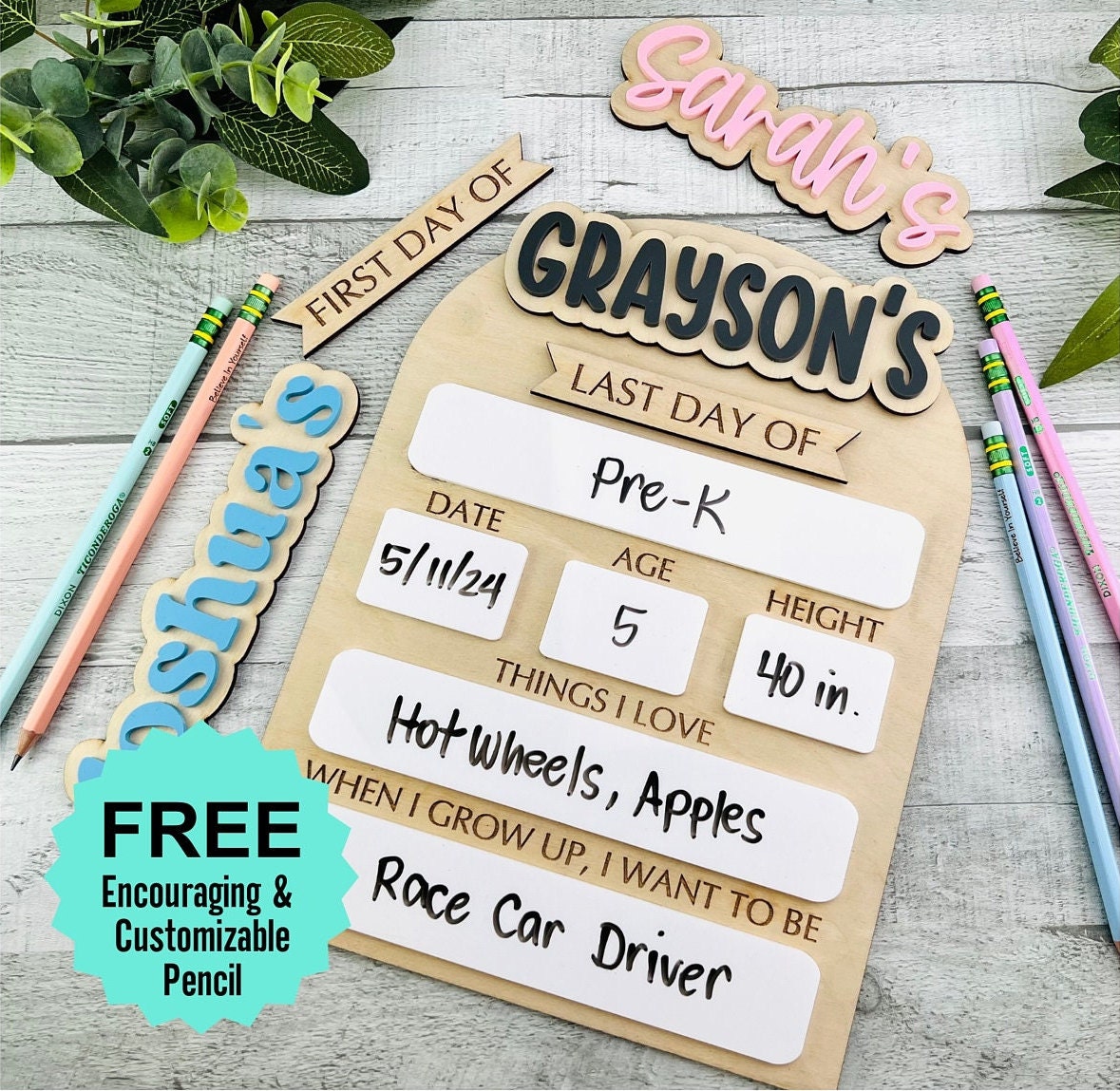 First Day of School Sign, Personalized Back to School Sign, Homeschool, Custom Reusable School Sign, Back to School Photo Prop, Last Day of