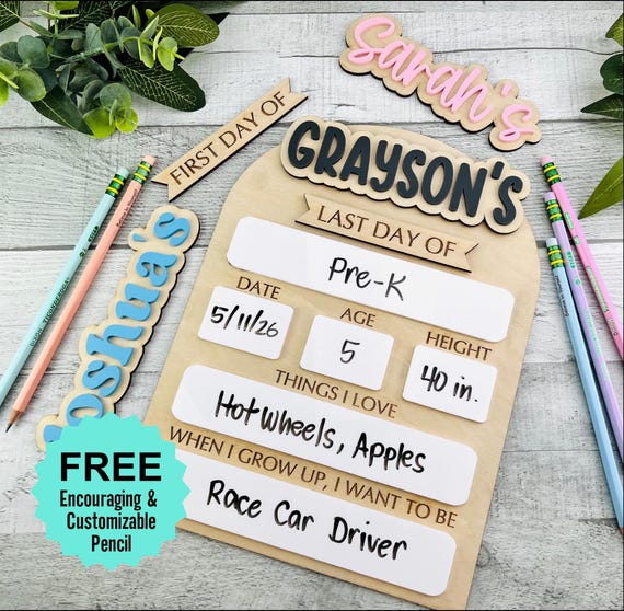 First Day of School Sign, Personalized Back to School Sign, Homeschool, Custom Reusable School Sign, Back to School Photo Prop, Last Day of