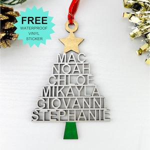 Family Name Tree Christmas Ornament, Personalized Ornament With Names, Family Christmas Tree Name Ornament, Custom Family Name Ornament 2025