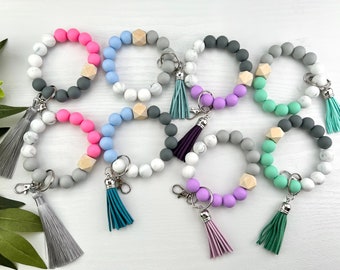 Silicone Beaded Keychain Wristlet, Graduation Gift, Mother&#39;s Day Gift, Gift for Teacher, Bridesmaid Gift, Gift for New Driver, Gift for Teen
