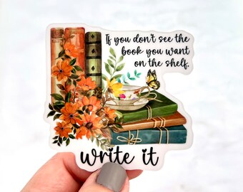 Pegatina de amante del libro de otoño, pegatina de vinilo de libro floral, estética, regalo de mejor amigo, preferiría estar leyendo, Booktok, regalo de maestro, W-256