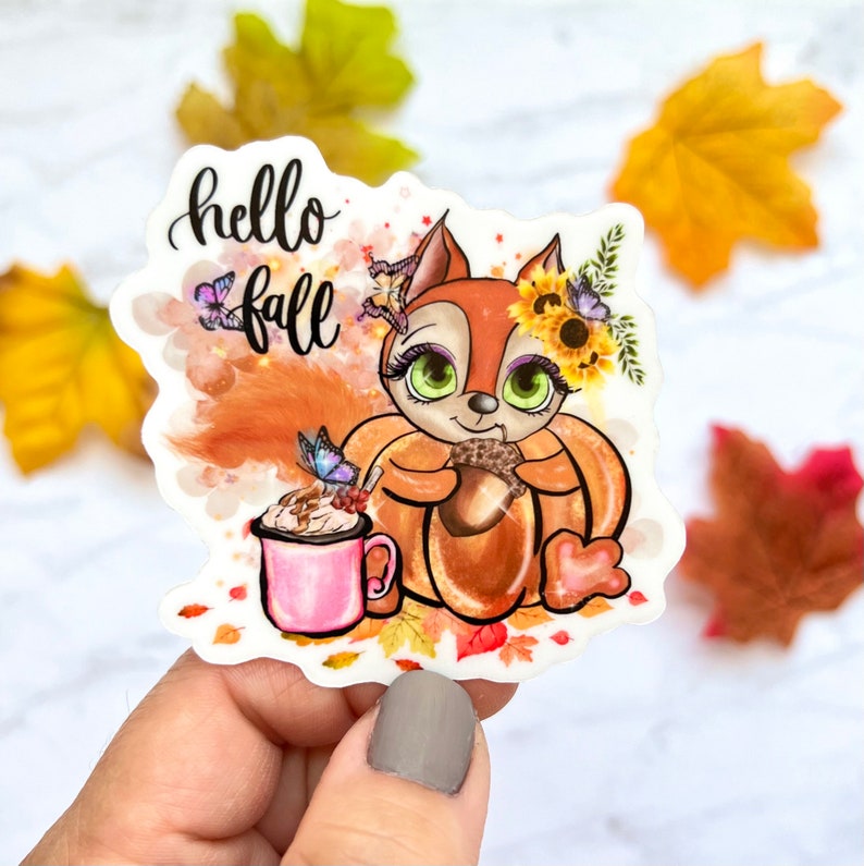 Hello Fall Favorites Sticker, Thanksgiving Laptop Sticker, Fall Pumpkin ...