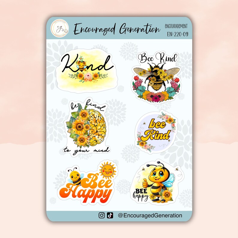 Be Kind to Your Mind Sticker Sheet, Affirmation Sticker, Mental Health ...