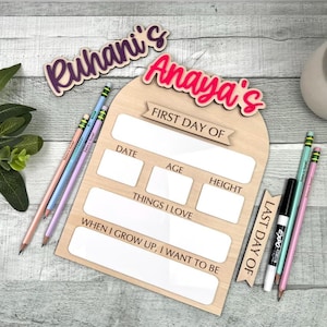 Letrero del primer día de clases, Letrero personalizado de regreso a clases, Educación en el hogar, Letrero escolar reutilizable personalizado, Accesorio para fotos de regreso a clases, Último día de clases imagen 13