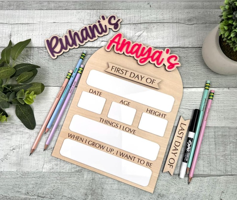Letrero del primer día de clases, Letrero personalizado de regreso a clases, Educación en el hogar, Letrero escolar reutilizable personalizado, Accesorio para fotos de regreso a clases, Último día de clases imagen 13