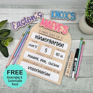 Letrero del primer día de clases, Letrero personalizado de regreso a clases, Educación en el hogar, Letrero escolar reutilizable personalizado, Accesorio para fotos de regreso a clases, Último día de clases imagen 3