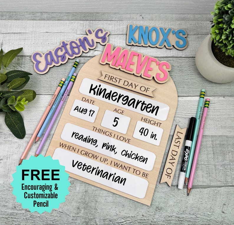 Letrero del primer día de clases, Letrero personalizado de regreso a clases, Educación en el hogar, Letrero escolar reutilizable personalizado, Accesorio para fotos de regreso a clases, Último día de clases imagen 3