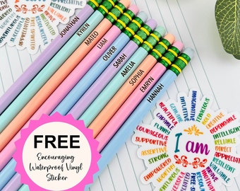 Back to School Office Supplies Teacher Gifts, First Day of School Personalized Pencil, Custom Name Pencil, Custom Engraved Wooden Pencil Set