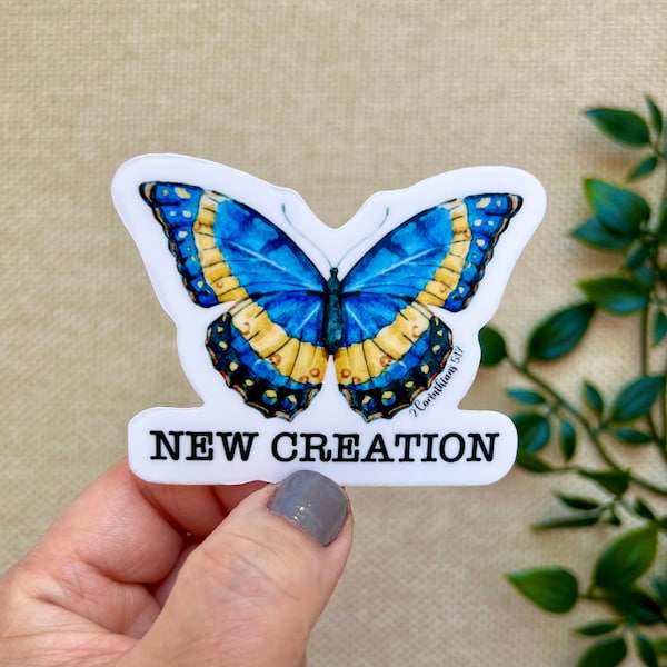 New Creation Sticker, Christian Sticker, Laptop Sticker, Butterfly Sticker, 2 Corinthians 5:17, Faith Sticker, Bible Journaling Sticker