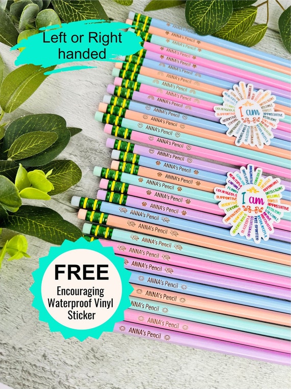 Personalized Pencil Set, Custom Engraved Name Pencil Ticonderoga, Encouraging Gift, Custom Back to School Supplies, Emoji, Stocking Stuffer