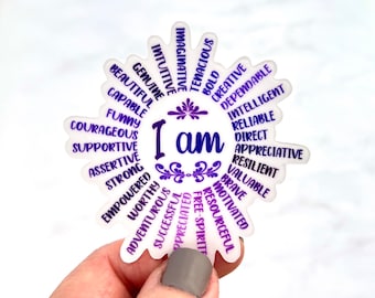 I Am Sticker, You Are Vinyl Sticker, Affirmation Sticker, Mental Health Decal, Purple Ombré Sticker, You Are Enough, Best Friend Gift, W-278