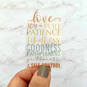 Love Joy Peace Sticker, The Fruit Of The Spirit Sticker, CLEAR Christian Bible Vinyl Sticker, Galatians 5:22-23, Faith Sticker, Laptop Label