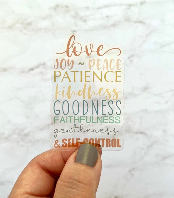 Love Joy Peace Sticker, The Fruit Of The Spirit Sticker, CLEAR Christian Bible Vinyl Sticker, Galatians 5:22-23, Faith Sticker, Laptop Label