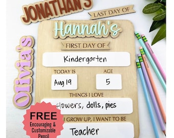 First Day of School Sign, First And Last Day of Preschool Sign, Back to School Board, Back to School Photo Prop, Homeschool, Custom School