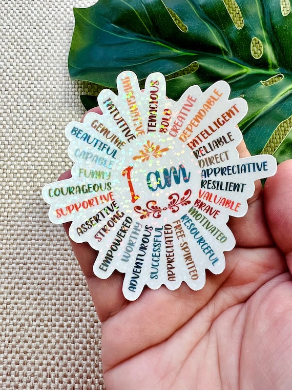 I Am Sticker, You Are Vinyl Holographic Sticker, Affirmation Sticker, Mental Health Decal, You Are Enough, Best Friend Gift, Boho Design 312