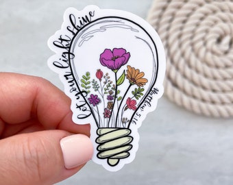 Let Your Light Shine Vinyl Sticker Christian Quote Scripture Label Bible Journal Faith Sticker Matthew 5:16 Laptop Decal WaterBottle Sticker