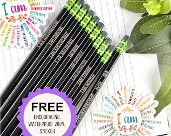 Personalized Pencil Set, Custom Engraved BLACK Pencil Ticonderoga, Encouraging Gift, Custom School Supplies, Back to School Stocking Stuffer