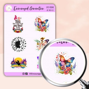 Butterfly Sticker Sheet, Flower Butterfly Sticker, Planner Sticker Set, Journal Scrapbook Sticker, Colorful Cute Flower Sticker, AE-901-02
