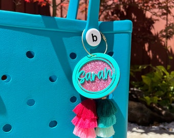 Bogg Bag Tag Keychain Personalized Acrylic Charm, Custom Beach Bag Accessories, Cute Beach Bag Tags, Acrylic Name Keychain, Diaper Bag Tags