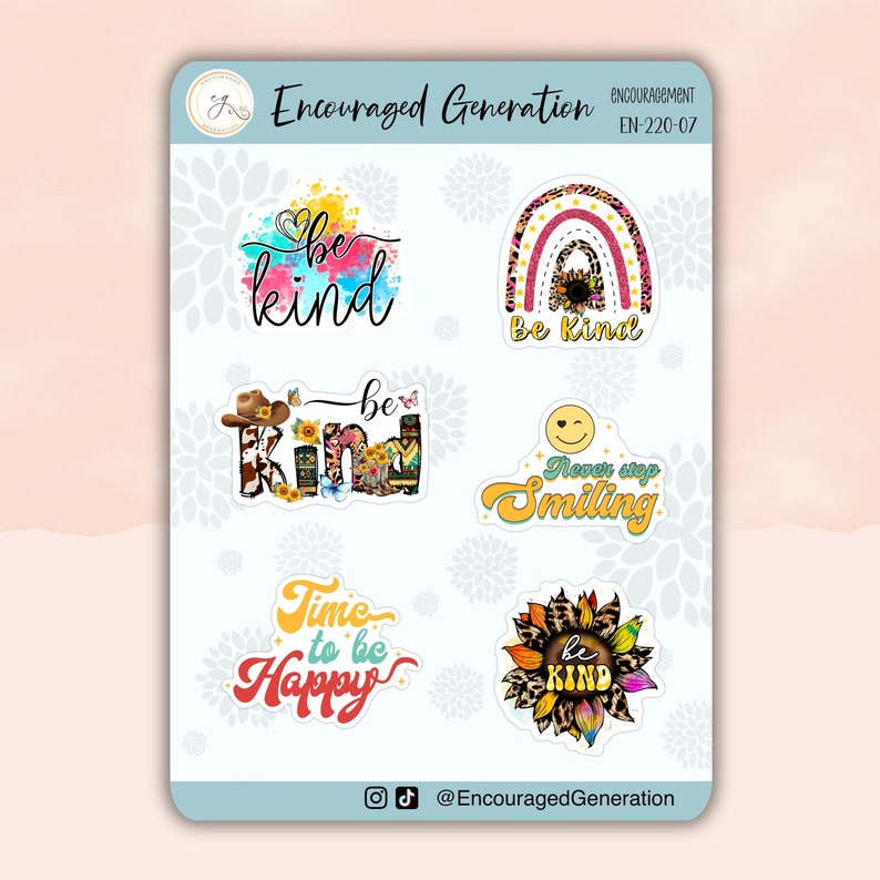Choose Kindness Sticker Sheet, Choose Joy, Affirmation Sticker, Mental ...