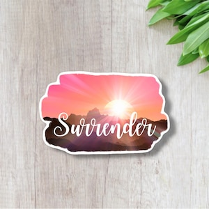 Christian Waterproof Vinyl Sticker | I Surrender All | Faith-Based Surrender to God Sticker | Bible Verse Worship Decal | Inspirational Gift