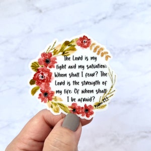 Christian Scripture Sticker, The Lord Is My Light Psalm 27:1, Water Bottle Decal, Laptop Decal, Bible Journal, Jesus Sticker, Faith Sticker